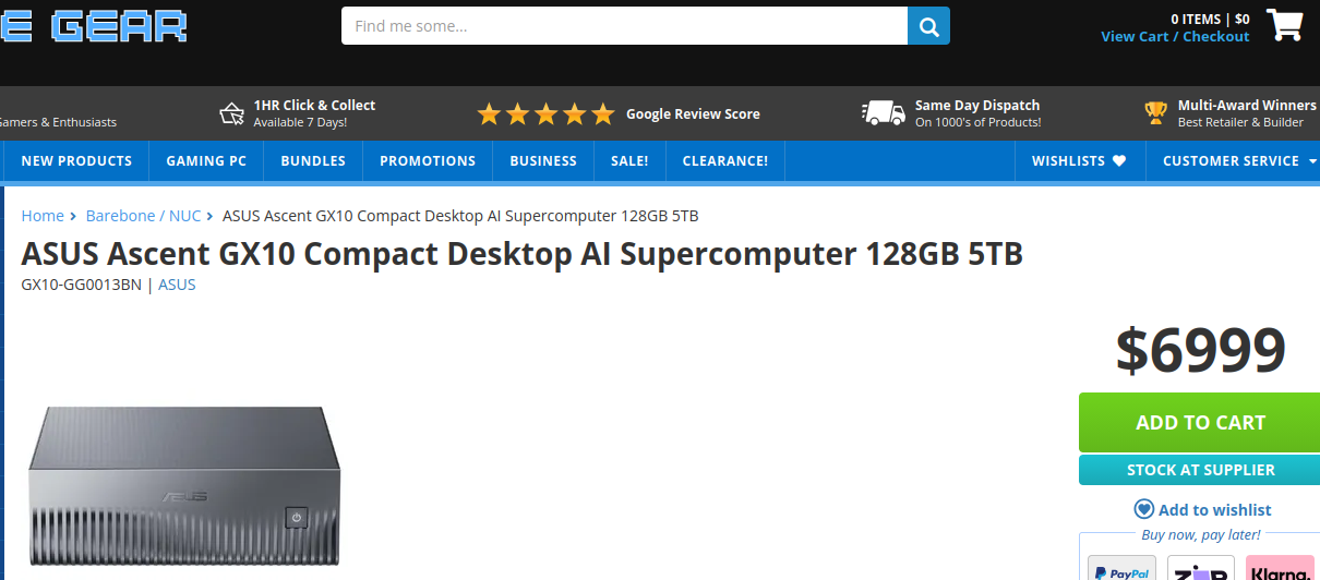 pccasegear dgx spark asus ascent gx10