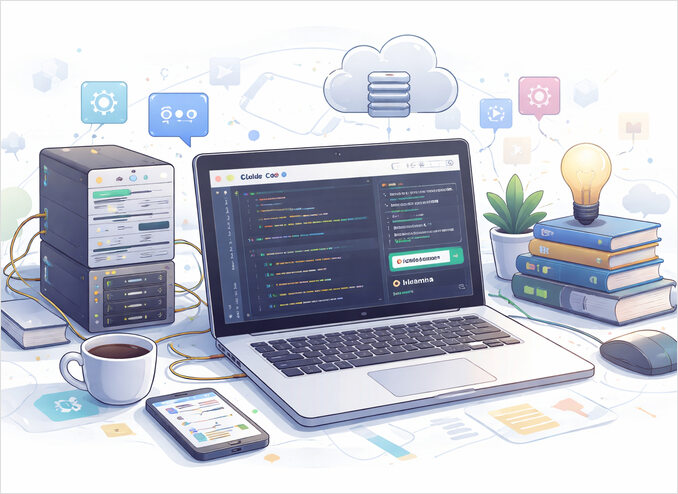 laptop-homeresver-claude-code-coffee-books