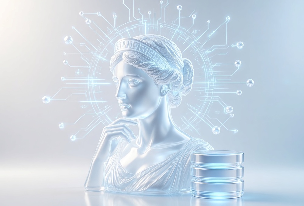 Mnemosyne's local SQLite store connected to Hermes through a gated, filtered write path A translucent local database vault connected through a glowing lock and filter to a small friendly agent module