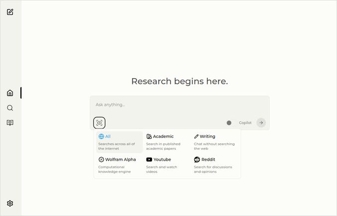 Perplexica 홈 페이지