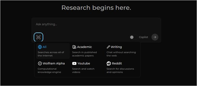 perplexica search options perplexica search options
