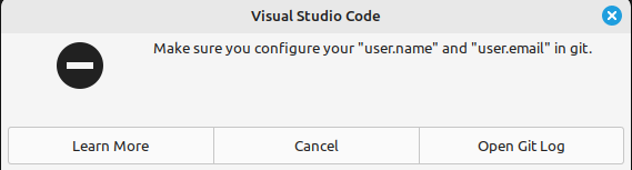 VS Codeでgitの設定に関するエラーメッセージ