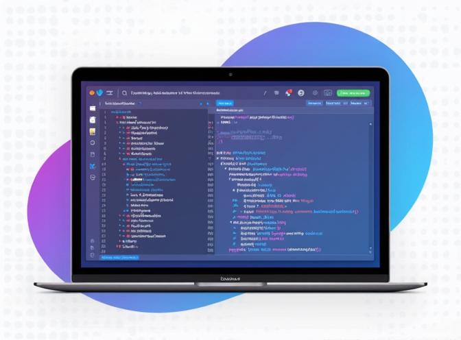 ノートPCの画面にコードが表示されている