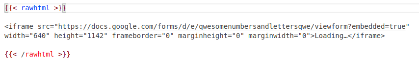 Hugoウェブサイト上のrawhtml